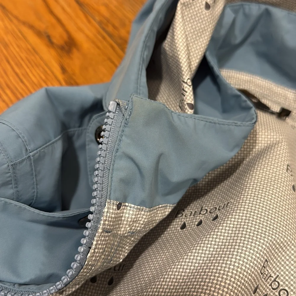 Barbour Sky Blue Hooded Trench Coat - Picture 10 of 10